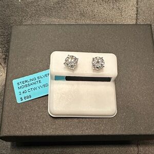 Sterling Silver Lab Grown Diamond Stud Earrings (push back)